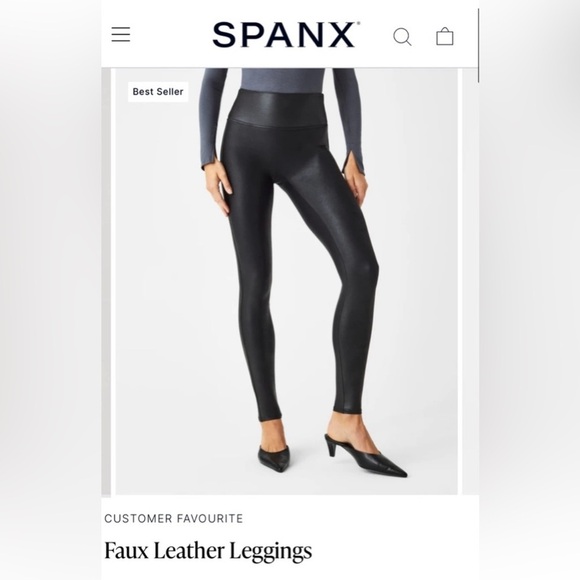 SPANX Pants - SPANX Black Faux Leather Leggings XS